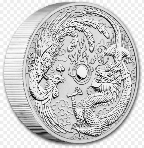 buy 2019 australia 10 oz silver dragon & phoenix bu - dragon and phoenix silver coi Transparent pics PNG transparent with Clear Background ID 14db3cef