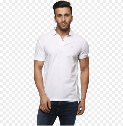 buy men's t shirts online - man in white polo shirt Isolated Graphic Element in HighResolution PNG