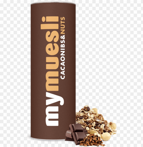 cacao nibs & nuts muesli - mymuesli kakaosplitter nuss Transparent Background Isolated PNG Item