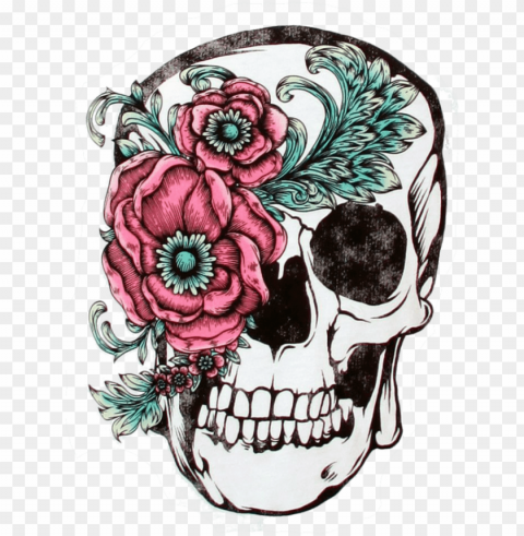 calavera flower sleeve skull tattoo free clipart hd - day of the dead flower drawi Transparent PNG images complete package PNG transparent with Clear Background ID b17d1ce8