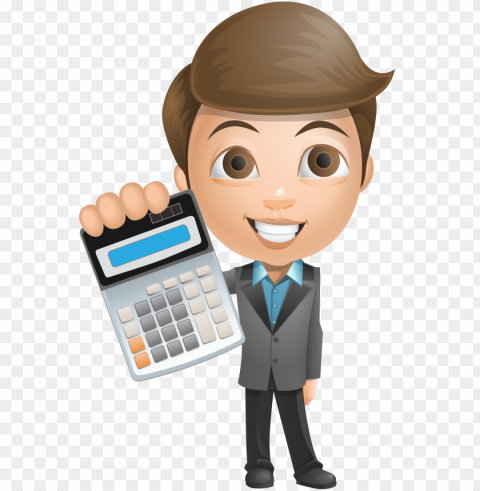 calculator clipart calculater - boy using calculator cartoo PNG Image with Transparent Isolated Graphic