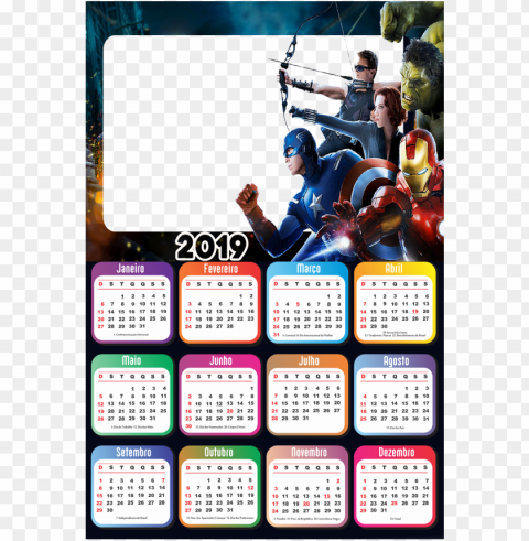 calendário 2019 vingadores filme - avengers marvel super heroes iron ma PNG transparent elements complete package