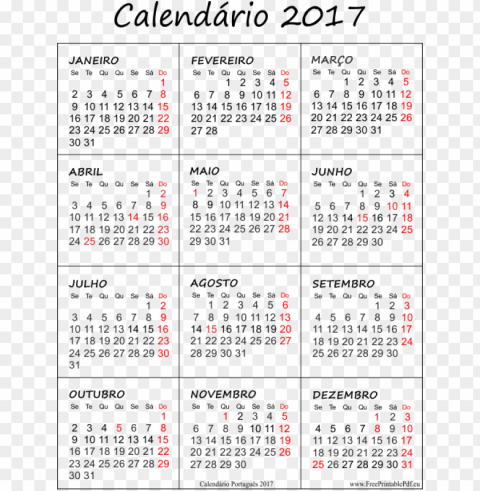 calendario brasileiro 2017 PNG Image with Isolated Transparency
