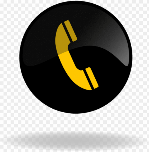 callcall button black and - call logo in yellow Isolated Object on Transparent PNG