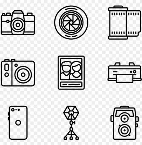 camera and accesories - camera line ico Clean Background Isolated PNG Graphic Detail