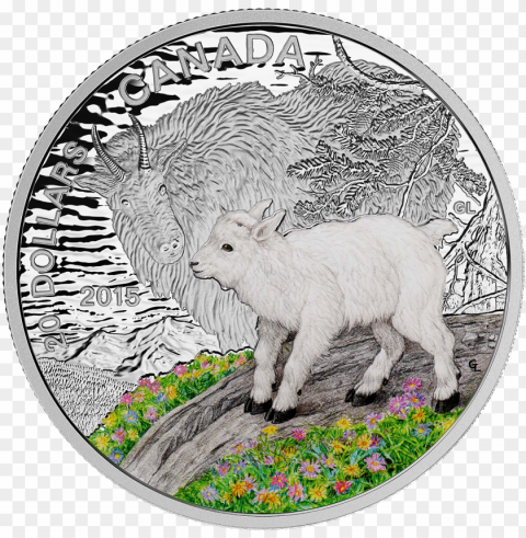 canada 2015 baby animals - 2015 fine silver 20 dollar coin - baby animals mountai Transparent Background PNG Isolated Character