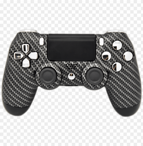 carbon fiber & silver chrome ps4 controller - ps4 controller red and gold Isolated Character in Transparent Background PNG