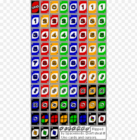 cards and cursors - uno cards sprite sheet Transparent PNG art