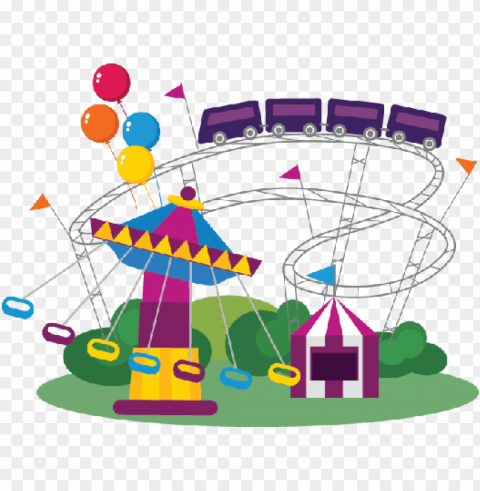 Carnival Rides Transparent Background PNG Isolated Illustration