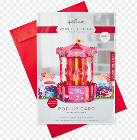 carousel jumbo pop up valentine's day card - greeting card Transparent Background Isolated PNG Item