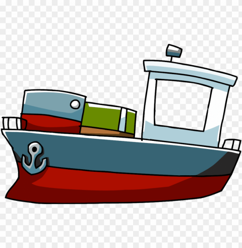 cartoon boat - cargo ship cartoon PNG Isolated Object on Clear Background