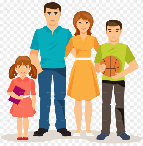 Cartoon Family Isolated Item With Transparent Background PNG