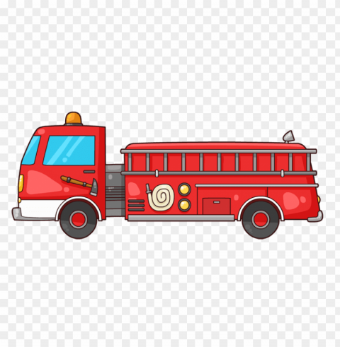 cartoon fire truck PNG isolated