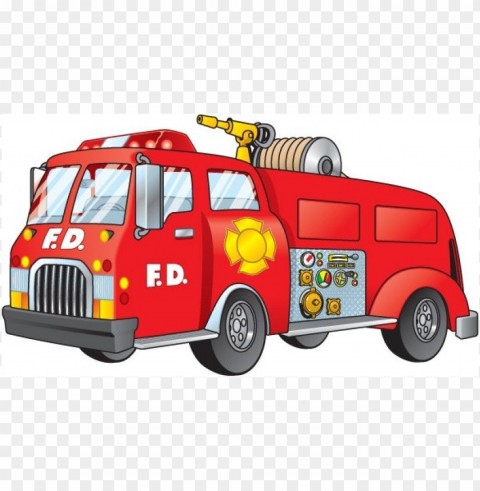 cartoon fire truck PNG Isolated Illustration with Clarity