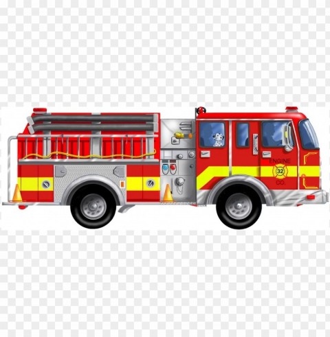 cartoon fire truck PNG Isolated Subject on Transparent Background