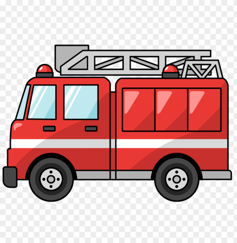 cartoon fire truck PNG Isolated Subject with Transparency