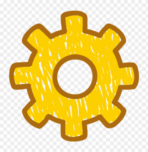 cartoon gear settings options yellow icon Isolated Subject in Transparent PNG