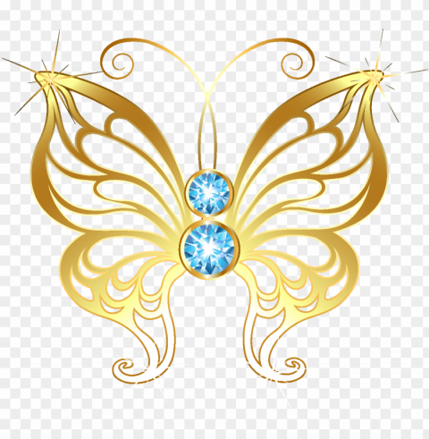 cartoon golden line butterfly element - butterfly wings sexy PNG Image Isolated with Clear Transparency