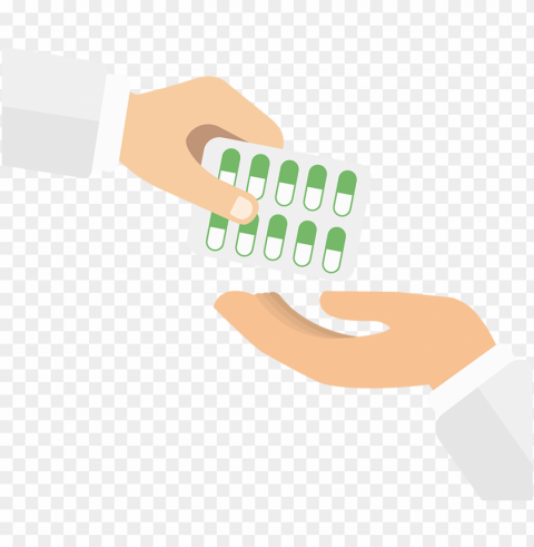 cartoon hand taking tablet of pills flat icon Isolated Subject in Transparent PNG Format