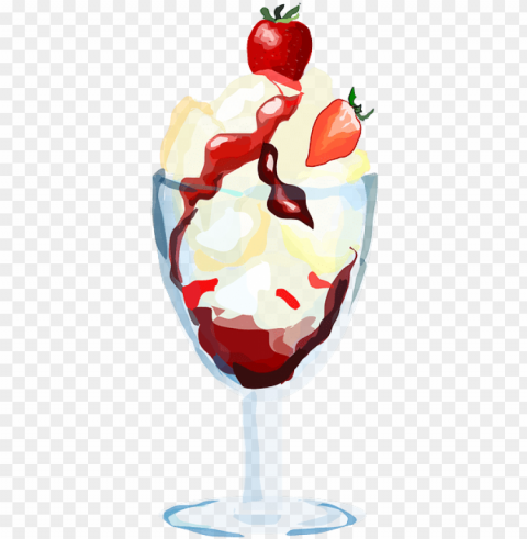 cartoon ice strawberry cream dessert sundae - ice cream sundae Transparent PNG graphics bulk assortment