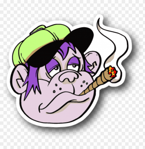 cartoon monkey smoking joint sticker - cartoon monkey smoking weed Isolated Artwork with Clear Background in PNG