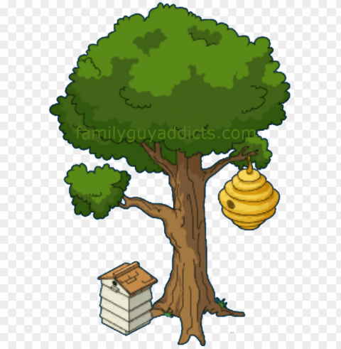 cartoon tree with beehive Isolated Item with HighResolution Transparent PNG
