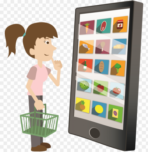 cartoon woman character online shopping icon hd Isolated Subject on HighResolution Transparent PNG