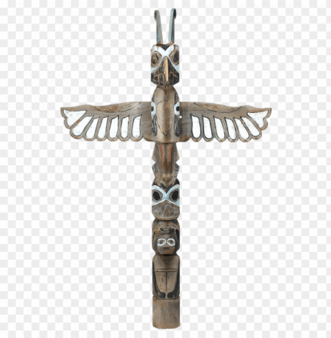 carved and painted totem pole Transparent PNG Isolated Element