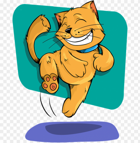 cat animal funny cute adorable happy excited Isolated Character on Transparent PNG