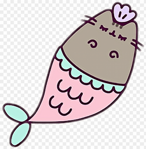 cat cute siren kawaii tumblr girlstickerfreetoedit - pusheen mermaids Transparent design PNG