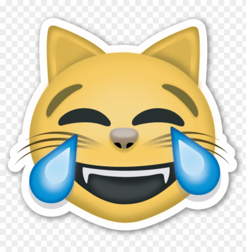 cat face with tears of joy emoji - cat laughing emoji Isolated Element with Transparent PNG Background