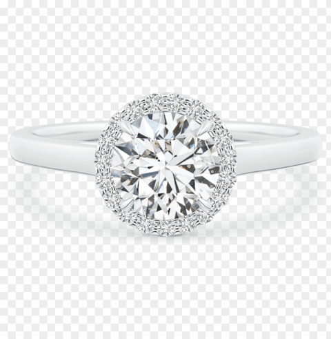 cathedral round lab grown diamond halo ring with claw-setting - classic diamond halo engagement ri PNG images with clear alpha channel