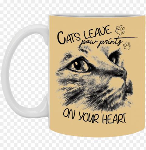 cats leave paw prints on your heart cat mug - cat sketches PNG images with no background free download
