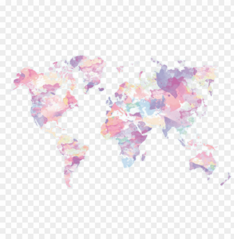 c'est la vie - world map pastel colours PNG files with no background free