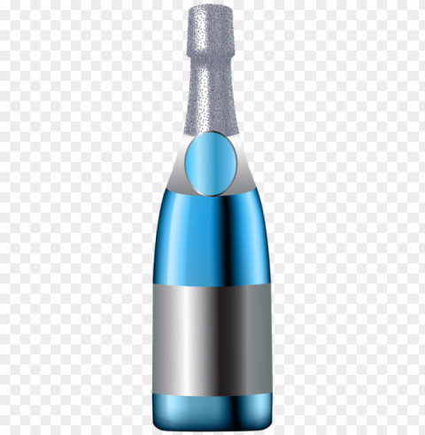 champagne bottle blue Isolated Item on Transparent PNG Format