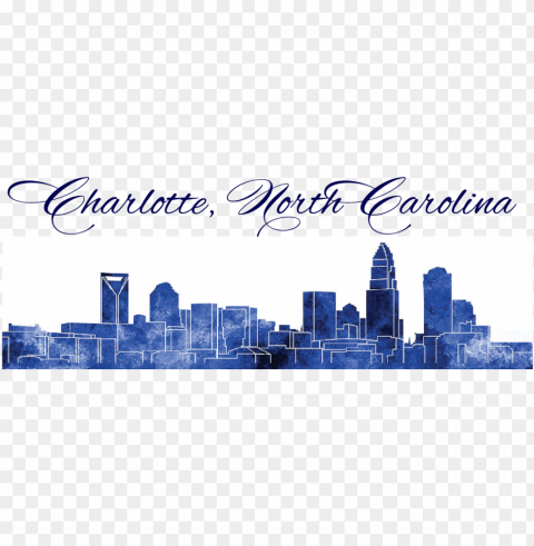 charlotte skyline in watercolor background Transparent PNG images pack