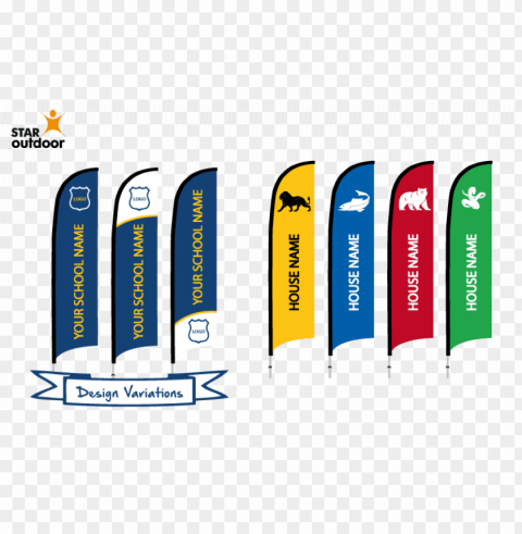check out these great flag banner sample designs for - school sports house names Isolated PNG Element with Clear Transparency