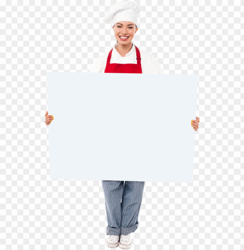 chef holding banner PNG Graphic Isolated on Clear Background Detail