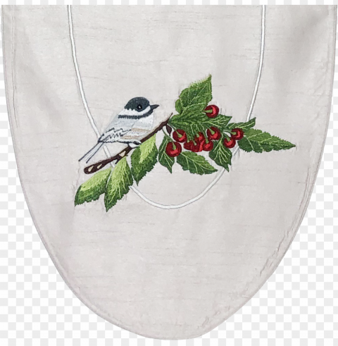 cherries and chickadee runner - cross-stitch Isolated Character with Clear Background PNG