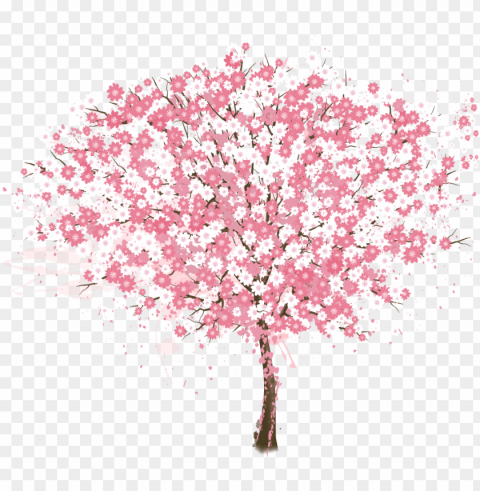 cherry blossom tree resume vector painted pink - cherry blossoms tree painti Isolated Artwork in Transparent PNG Format