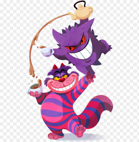 cheshire cat and gengar drawn by kuitsuku - gengar cheshire cat PNG file with alpha