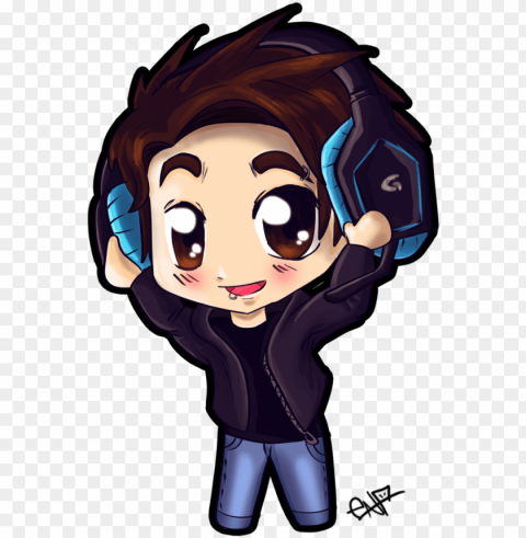 chibi boy with headphones by ena - chibi anime boy with headphones Transparent PNG Isolated Item with Detail