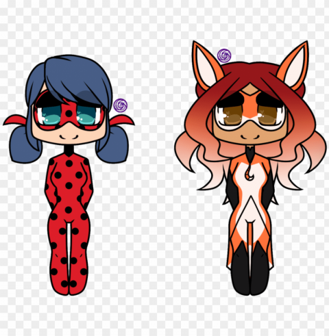 chibi ladybug and rena rouge by morgafur - rena rouge miraculous anime PNG Image Isolated on Clear Backdrop