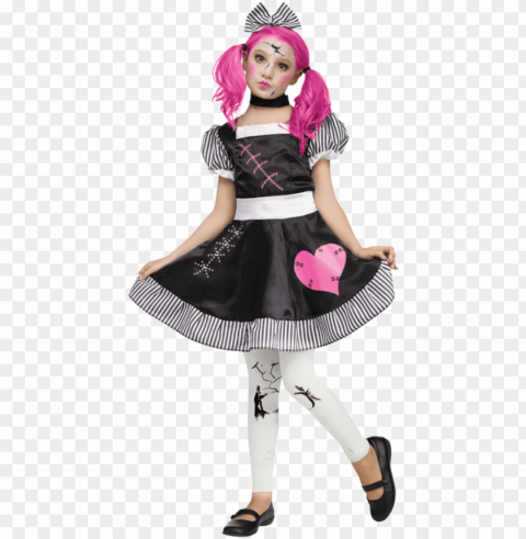 child broken doll halloween costume - doll halloween costume PNG graphics with clear alpha channel PNG transparent with Clear Background ID 389c51b3