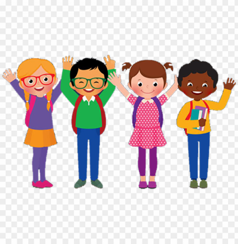 children - group of cartoon students PNG graphics for presentations