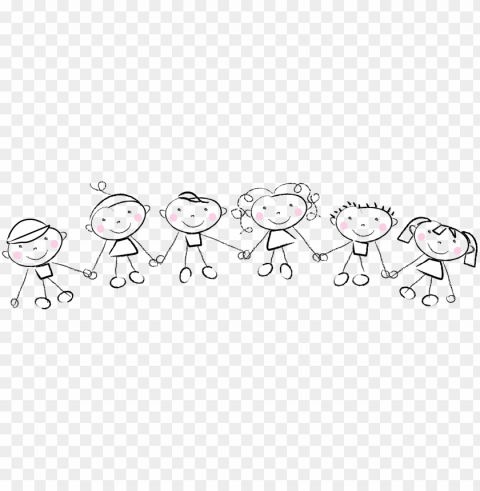 children holding hands PNG Image with Transparent Isolated Graphic