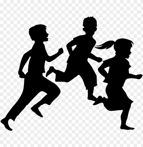 children ministry - children running silhouette Transparent background PNG images complete pack