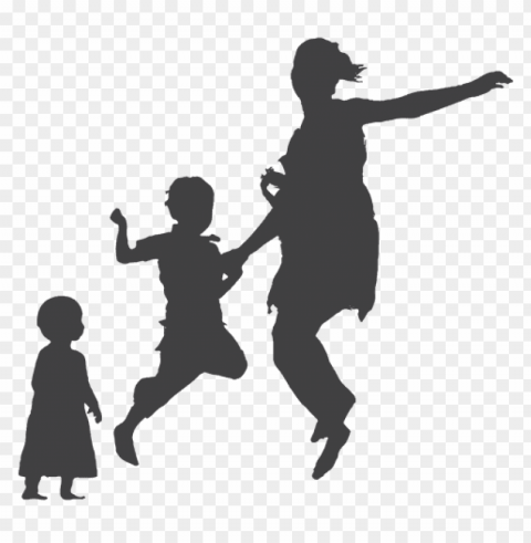 children playing silhouette PNG images with alpha transparency diverse set