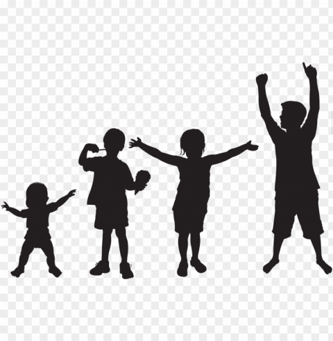 children playing silhouette PNG images with alpha transparency layer