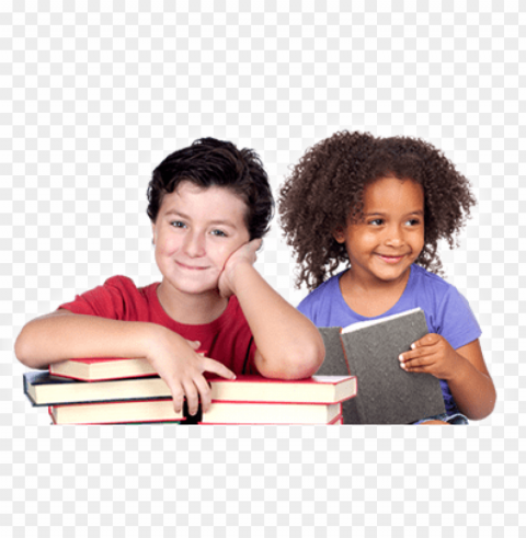 children reading PNG Graphic Isolated on Clear Background Detail